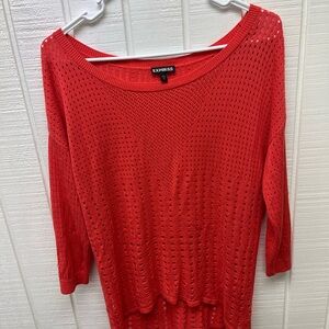 Express Women’s Medium Red/Orange Sweater Blouse Knit Top Casual LS Shirt